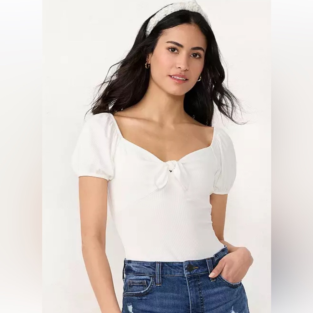 NWT LC Lauren Conrad Puff Sleeve Bodysuit, Size XL - Picture 5 of 14